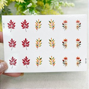 Adesivos de unhas raminhos com folhas vermelho e verde 126-126
