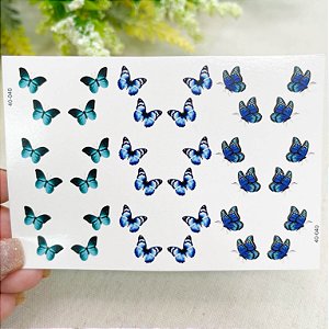 Adesivos de unhas borboletas azuis e verdes