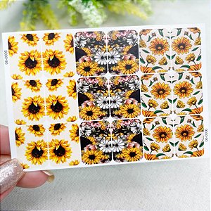 Adesivos de unhas floral girassol amarelo 06-0006