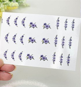 Adesivos de unhas florais lilaz