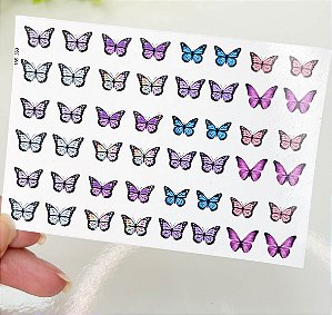 Adesivos de unhas borboletas coloridas