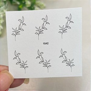 Adesivos de unha traço flor preto 1042