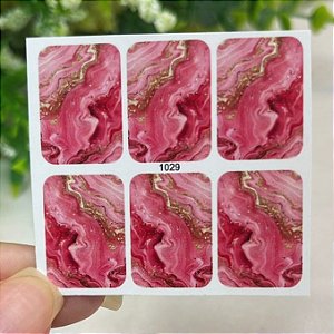 Adesivos de unha marmorizado rosa coral 1029