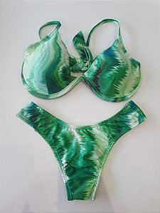 Biquini Parte De Cima Estampado Verde
