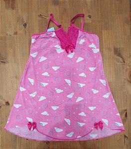 Camisola Liganete Estampada Rosa Nuvem M
