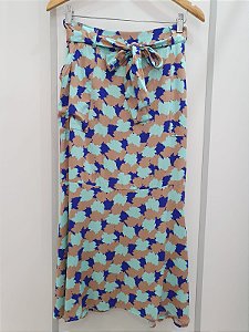 Saia Viscose Mesclado Rosa/Verde M