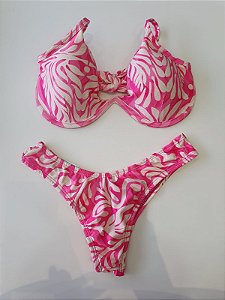 Biquini Parte De Cima Estampado Rosa