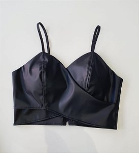 Cropped Couro Preto
