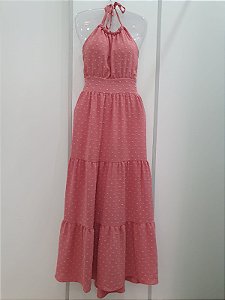Vestido Longo Crepe Duna Rose