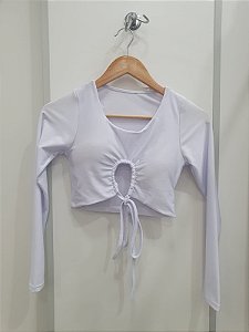 Cropped Branco Manga Longa