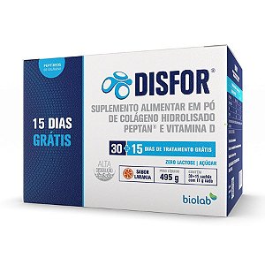 Colágeno em Pó Disfor Sabor Laranja com 45 Sachês de 11g