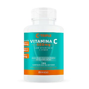 C-Triple Vitamina C 500mg com Vitamina D + Zinco Divina Pharma com 100 Comprimidos