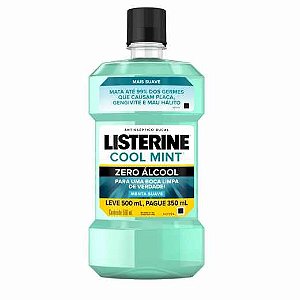 Enxaguante Bucal Listerine Cool Mint Menta Suave Zero Álcool Leve 500ml Pague 350ml