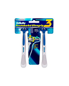 Aparelho de Barbear Descartável Gillette Prestobarba UltraGrip3 Com 2 Unidades
