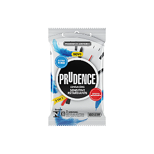 Preservativo Prudence Sensitive Retardante 2x1 com 3 unidades