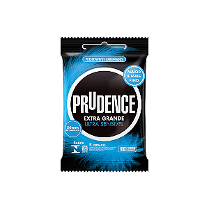 Preservativo Prudence Extra Grande Ultra Sensível com 3 Unidades