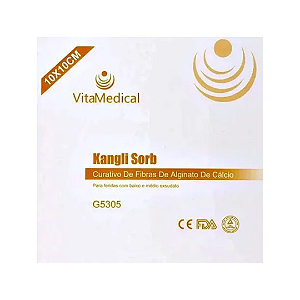 Curativo de Alginato de Cálcio Vita Medical Kangli Sorb 10 unidades De 10cm x 10cm cada