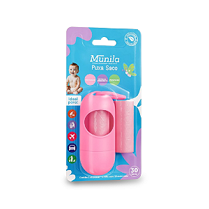 Puxa Saco Dispenser Munila Rosa com 2 Refis
