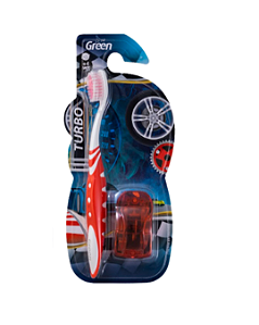 Escova Dental Infantil Vermelha Turbo com Carrinho Green