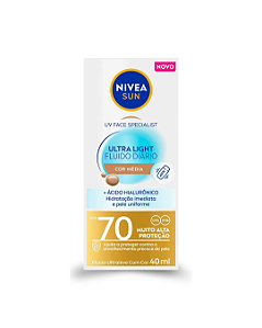 Protetor Solar Facial NIVEA Sun UV Face Specialist Ultra Light Fluido Diário FPS 70 Cor Média 40ml