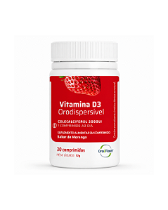 Vitamina D3 Microencapsulada 2000 UI OroFlash Sabor Morango – Pote com 30 Comprimidos Orodispersíveis