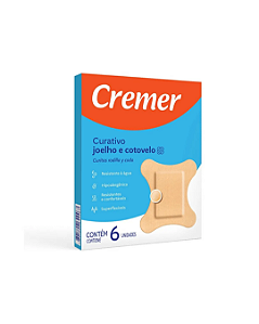 Curativo Hipoalergênico para Joelho e Cotovelo com 6 Unidades Cremer