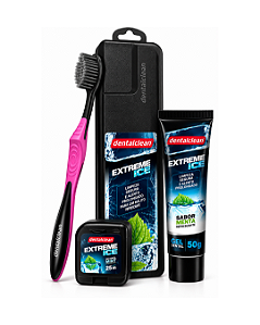 Kit Extreme Ice Escova + Gel Dental 50g + Fio Dental Viagem - Dentalclean