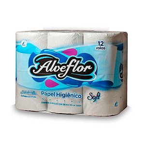 Papel Higiênico Folha Simples - Alveflor Soft - 30 M - FD 04 x 12 Unidades