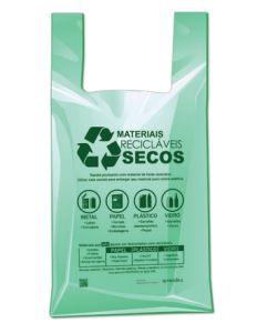 Sacola Plastica Biodegradável - 48 x 55 - Materiais Recicláveis - Verde - PT 2,5 KG