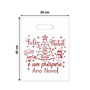 Sacola Boca de Palhaço - 30 x 40 cm - Natal - PT c/ 100 Unidades