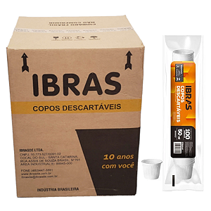Copo Descartável Branco 50 ml - Ibras - Caixa com 2500 unidades