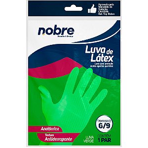 Luva de Latex Multiuso Slim - Nobre - Verde -   G