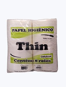 Papel Higiênico Folha Dupla - Thin 9 X 150 metros - Celulose - com 8 unidades