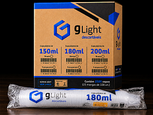 Copo Descartável Transparente 180 ml - G-Light - Caixa com 2500 unidades