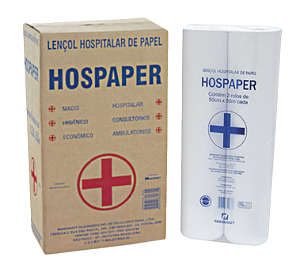 Lençol Hospitalar Celulose 50cm x 50 m - Hospaper - Caixa com 6 rolos