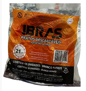 Prato Descartável Fundo - D 21 cm - Caixa com 50 pacotes com 10 unidades