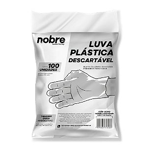 Luva Plastica HDPE- Descartável - Nobre - PT com 100 unidades