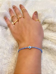 Pulseira Olho Grego 2mm com Cristal