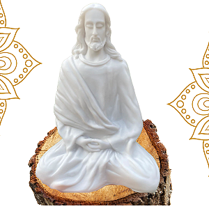 Estátua Jesus Meditando em Mármore Branco