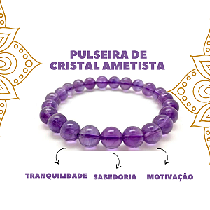 Pulseira de Pedra Ametista Violeta 18cm