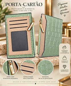 Porta Cartão Verde Compacto Feminino