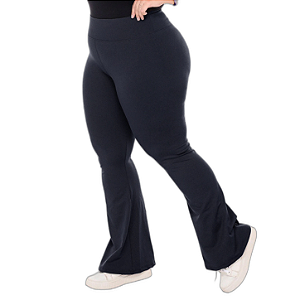Calça Flare Plus Size/Cos Alto Poliéster