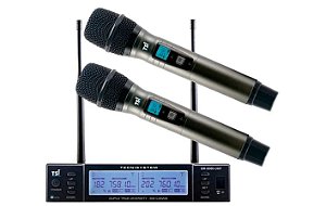 Microfone Sem Fio Duplo TSI BR-8000 UHF 600 Canais