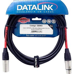 Cabo Para Microfone Datalink Garage XLR/XLR 5 Mts Tubo Personalizado