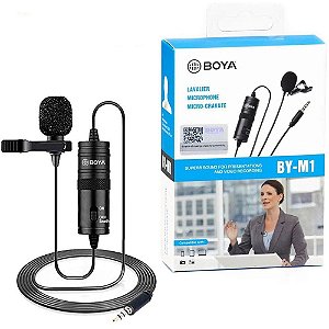 Microfone de Lapela By-m1 Pro Boya Preto