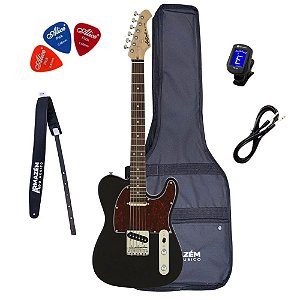 Kit Guitarra Aria TEG-002 Black With Red Tortoise Pickguard