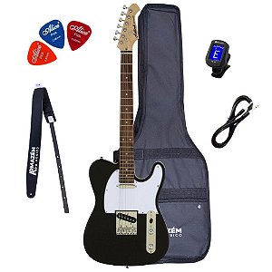 Kit Guitarra Telecaster Aria TEG-002 Black / White