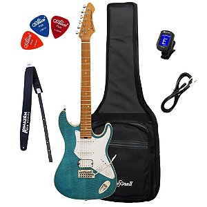 Kit Guitarra Aria Strato 714-MK2 Fullerton Turquoise Blue