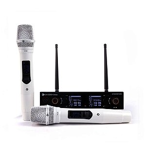 Microfone Kadosh K502m Sem Fio Duplo De Mão Branco