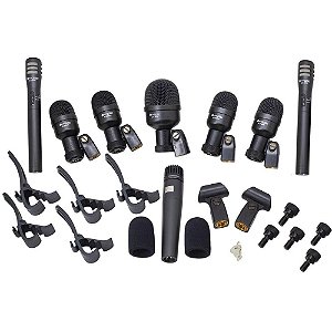 Microfone Para Bateria Kadosh K-8 Slim Com 8 Peças E Maleta Cor Preto